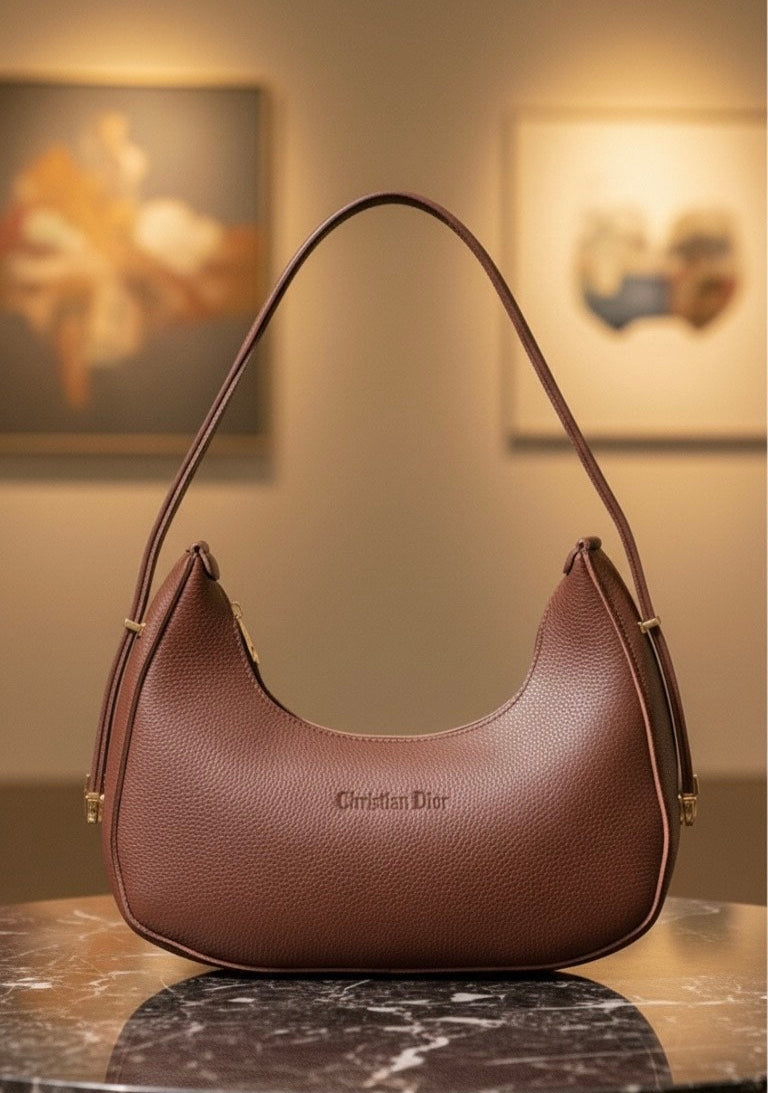 Mocha Brown Crescent Shoulder Bag